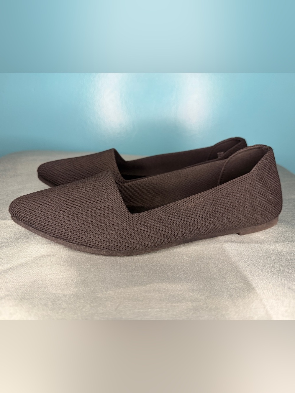 MIA Women's Dark Brown Knit Pointed Toe Flats